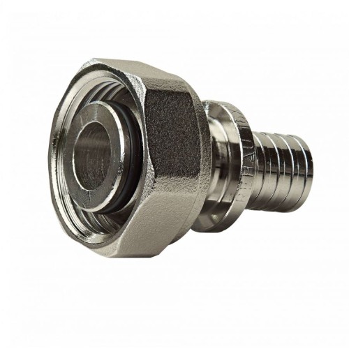 Соединитель латунный Дн 20-3/4" никелированный для PE-X труб под евроконус с накидной гайкой RAUTITAN Rehau в Кемерово