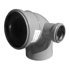 Отвод канализационный PP-H Дн 110-50 45гр с выходом правый серый б/нап в/к RTP (РосТурПласт)