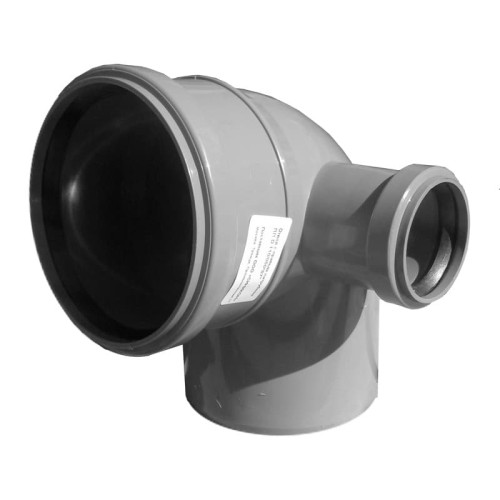 Отвод канализационный PP-H Дн 110-50 45гр с выходом правый серый б/нап в/к RTP (РосТурПласт) в Кемерово