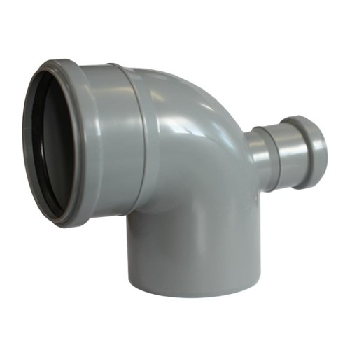 Отвод канализационный PP-H Дн 110-50 87гр с выходом фронтально-тыльный серый б/нап в/к RTP (РосТурПласт) в Кемерово