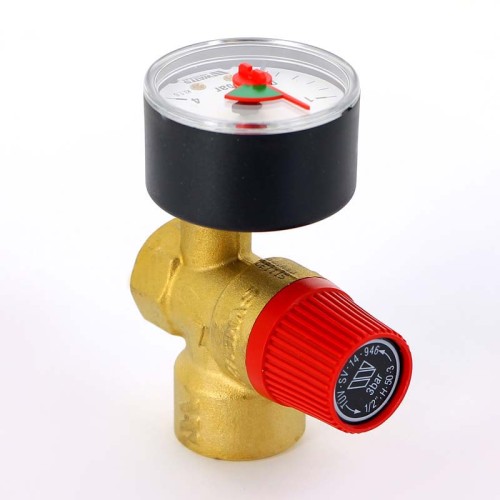 Клапан предохранительный латунный пружинный с манометром с внутренней резьбой SVM30 Watts 15 мм 1/2" в Кемерово