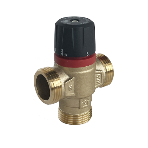 Клапан смесительный латунный термостатический с боковым смешиванием и наружной резьбой для систем ГВС 1,0 МПа RVM Rommer 20 мм 3/4" в Кемерово