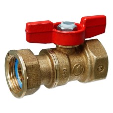 Кран шаровый латунный стандартнопроходной для счетчиков с ручкой-бабочкой НР-накидная гайка Ру 42 R254P Giacomini 15х71 мм 3/4"