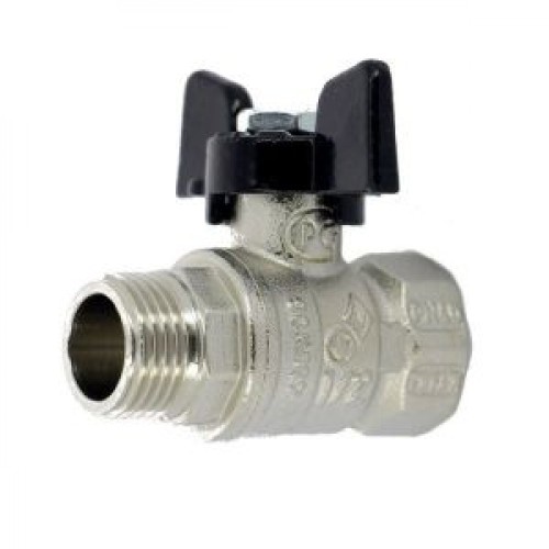 Кран запорный латунный стандартнопроходной с ручкой-бабочкой ВР-НР Ру 40 Bugatti 607 Bugatti 15 мм 1/2" в Кемерово