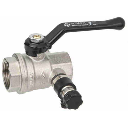 Кран шаровый латунный со спускником полнопроходной с ручкой-рычагом ВР (ВН) Ру 64 Bugatti 330 Bugatti 15 мм 1/2" в Кемерово