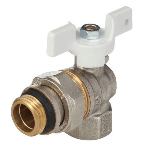 Кран запорный латунный угловой стандартнопроходной с ручкой-бабочкой ВР-накидная гайка Ру 30 Aquasfera Standard 1123 Aquasfera 20 мм 3/4" в Кемерово