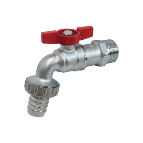 Кран водоразборный латунный стандартнопроходной с ручкой-бабочкой НР-штуцер Ру 10,5 R620 Giacomini 15х82 мм 1/2" в Кемерово