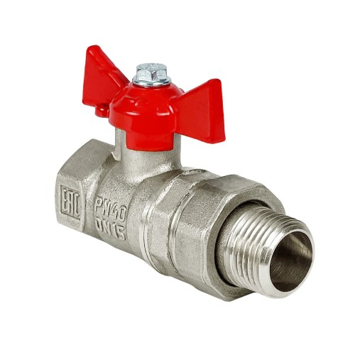 Кран запорный латунный стандартнопроходной с ручкой-бабочкой ВР-американка Ру 42 R919 Giacomini 15х90 мм 3/4" в Кемерово