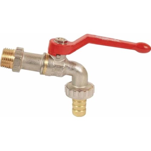 Кран водоразборный латунный стандартнопроходной с ручкой-рычагом НР-штуцер Ру 40 RTP (РосТурПласт) 14 мм 3/4" в Кемерово