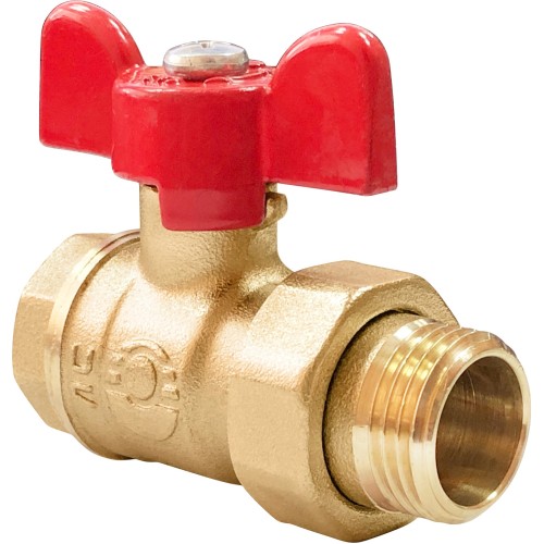 Кран запорный латунный стандартнопроходной с ручкой-бабочкой ВР-американка Ру 16 ПРАКТИК 132 ГАЛЛОП 20 мм 3/4" в Кемерово