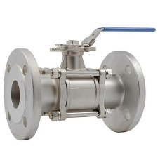 Кран трехдетальный нержавеющий фланцевый полнопроходной ручка-рычаг Ру 40 AISI 316 BS6260 Tecofi 100 мм