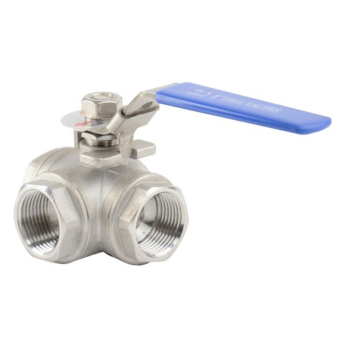 Кран запорный трехходовой Г-тип нержавеющий ВР (ВН) полнопроходной ручка-рычаг Ру 63 Benarmo 15 мм 1/2" в Кемерово