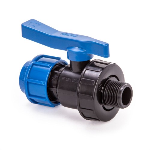 Компрессионный кран ПНД Дн 25-3/4" Ру-10 НР (НАР) RTP (РосТурПласт) в Кемерово