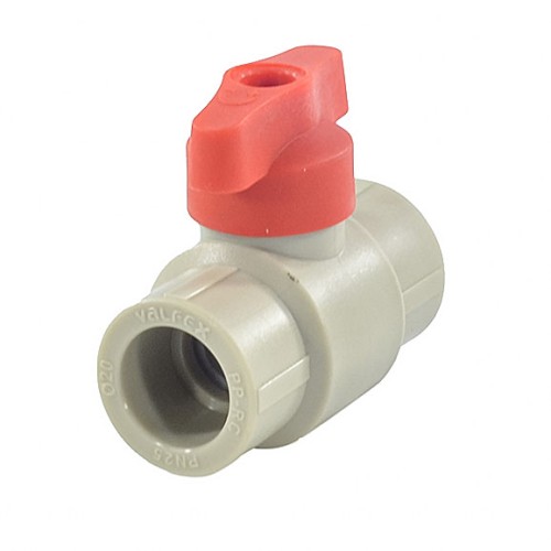 Кран полипропиленовый PP-R запорный прямой стандартнопроходной с внутренней пайкой серый ручка-бабочка Ру 25 VALFEX 25 мм ГОСТ 32415-2013 в Кемерово