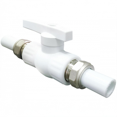 Кран полипропиленовый PP-R запорный прямой полнопроходной с внутренней пайкой белый ручка-рычаг Ру 25 VALFEX 32 мм ГОСТ 32415-2013 в Кемерово