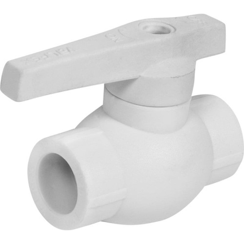Кран полипропиленовый PP-R запорный прямой стандартнопроходной с внутренней пайкой белый ручка-рычаг Ру 25 VALFEX 40 мм ГОСТ 32415-2013 в Кемерово