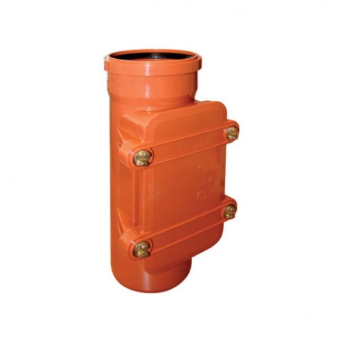 Ревизия НПВХ (ПВХ) с раструбом Дн 125 коричневая безнапорная в комплекте с крышкой Ostendorf KGRE в Кемерово