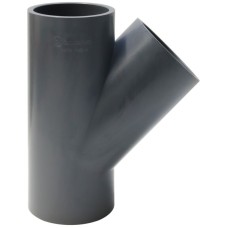 Тройник ПВХ клеевой Дн 110 45гр Ру-16 серый напорный Aquaviva