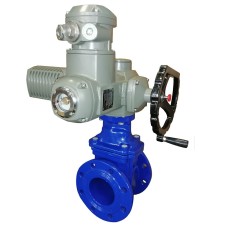 Задвижка чугунная фланцевая с электроприводом AUMA 400В и обрезиненным клином VOC4241CM 200 мм