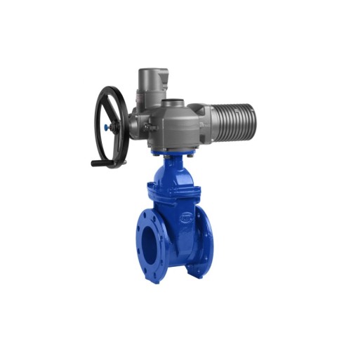 Задвижка чугунная фланцевая с электроприводом AUMA SA16.2 380В и обрезиненным клином KR12 500 мм в Кемерово