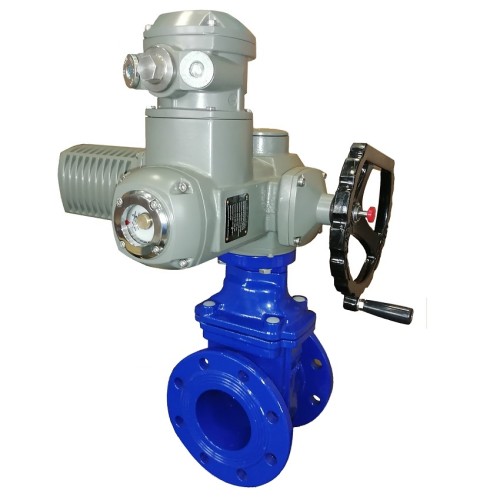 Задвижка чугунная фланцевая с электроприводом AUMA SA14.6 380В и обрезиненным клином KR12 300 мм в Кемерово